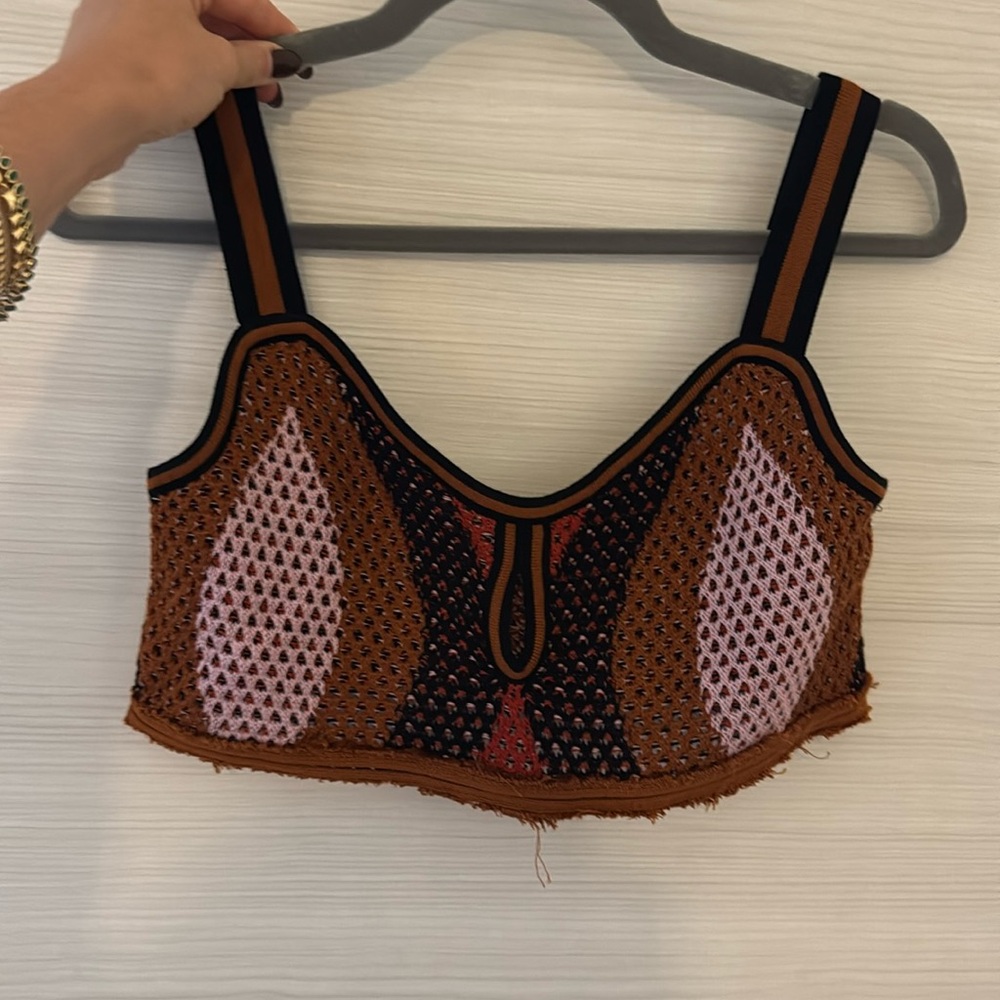 Johanna Ortiz Multicolor Knit Crop Top